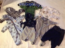 BOYS 12 PIECE LOT CARTERS ONE PIECES, PANTS, SLEEPERS SIZE 3 MONTHS
