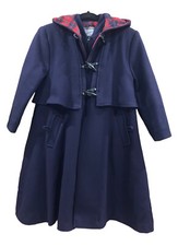 Tailored By Rothschild Collared Womens Size 8 Navy Wool Blend Long Coat Jacket