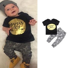 Toddler Kid Boys Short Sleeve Tops Long Pants Tracksuit Outfits Set Baby Clothes