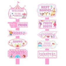 20Pcs Circus Carnival Party Directional Signs Pink, Circus Carnival Signs, Ci...