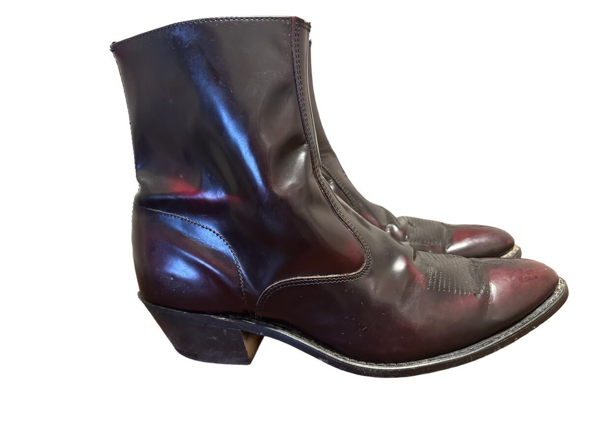 Vintage Burgundy Dark Cherry Dress Boots Cowboy Men Size 9 Women Size