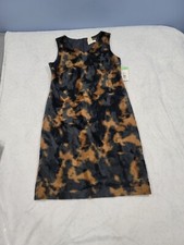 NWT HARVE BENARD Vintage  SLEEVELESS KNEE LENGTH BLACK BROWN  DRESS Size 10