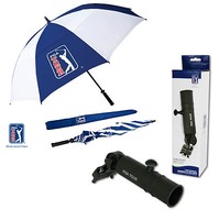 PGA TOUR 62-Inch Golf Umbrella - Windproof Double Canopy with Universal Holder