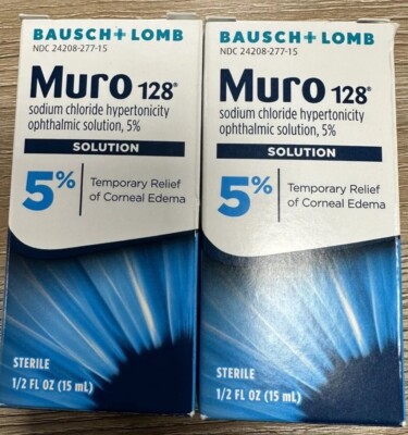 MURO 128 5% SOLUTION, 1/2 Oz 15mL Bausch + Lomb. 2x Pack, Free SH EXP 1/27