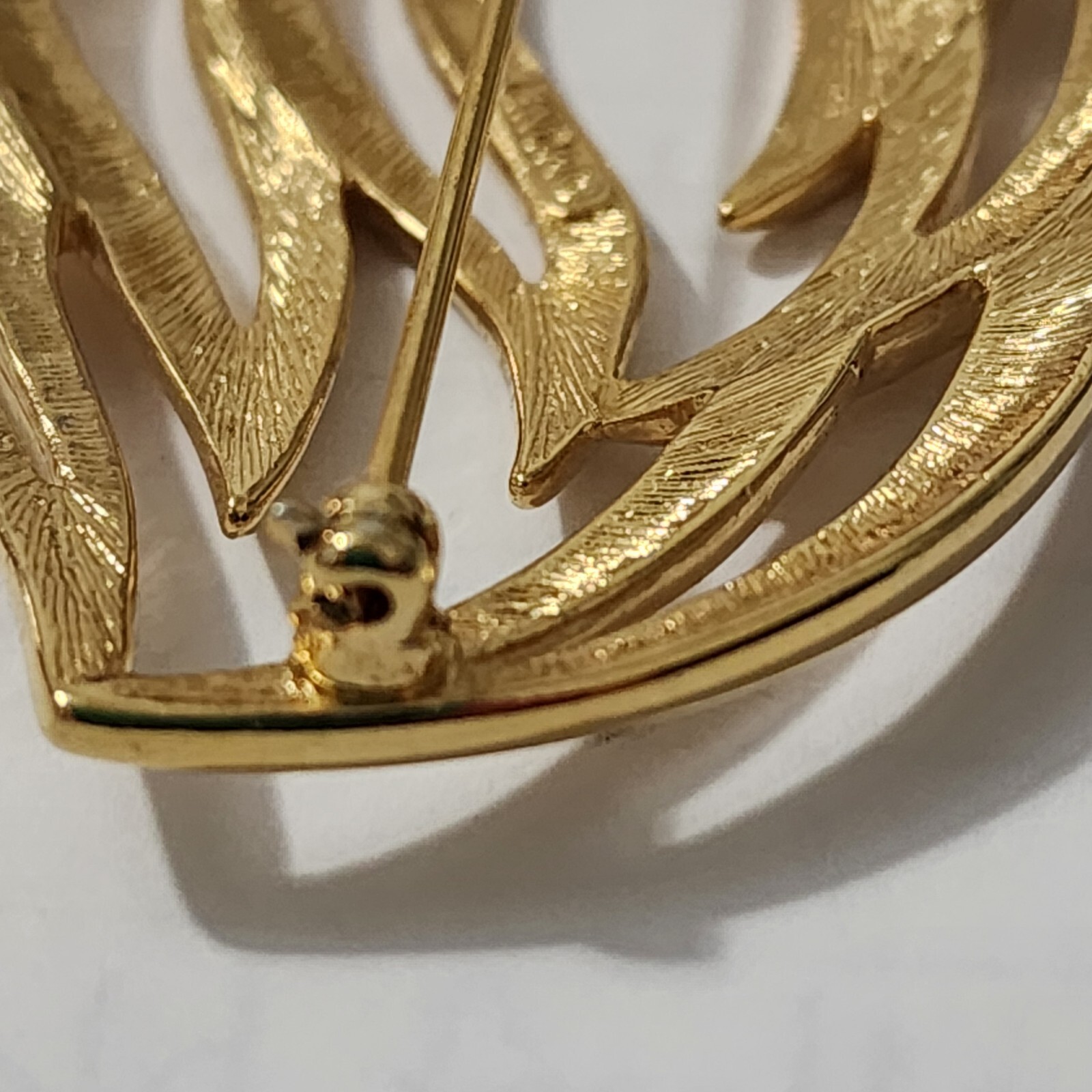 Monet Large Statement Brooch Openwork Leaf Gold T… - image 4