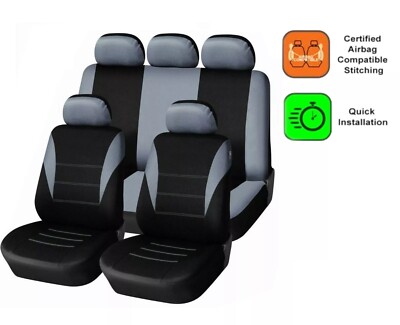 Premium Grau Sitzbezüge Polyester 5er Satz passend für Hyundai Honda Jeep Lancia