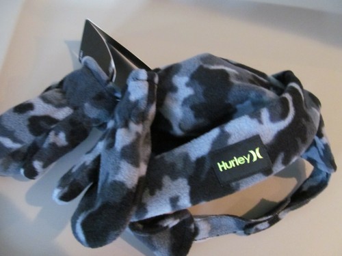 Camuflaje negro y gris niño pequeño cazador sombrero y guantes lana invierno Hurley nuevo con etiquetas - Imagen 2 de 3
