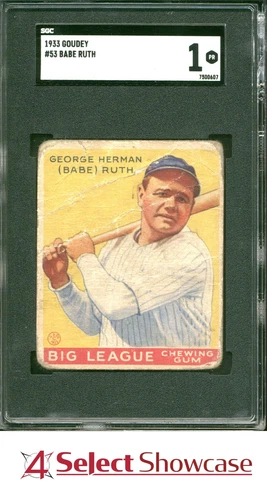 1933 GOUDEY #53 BABE RUTH YANKEES HOF SGC 1