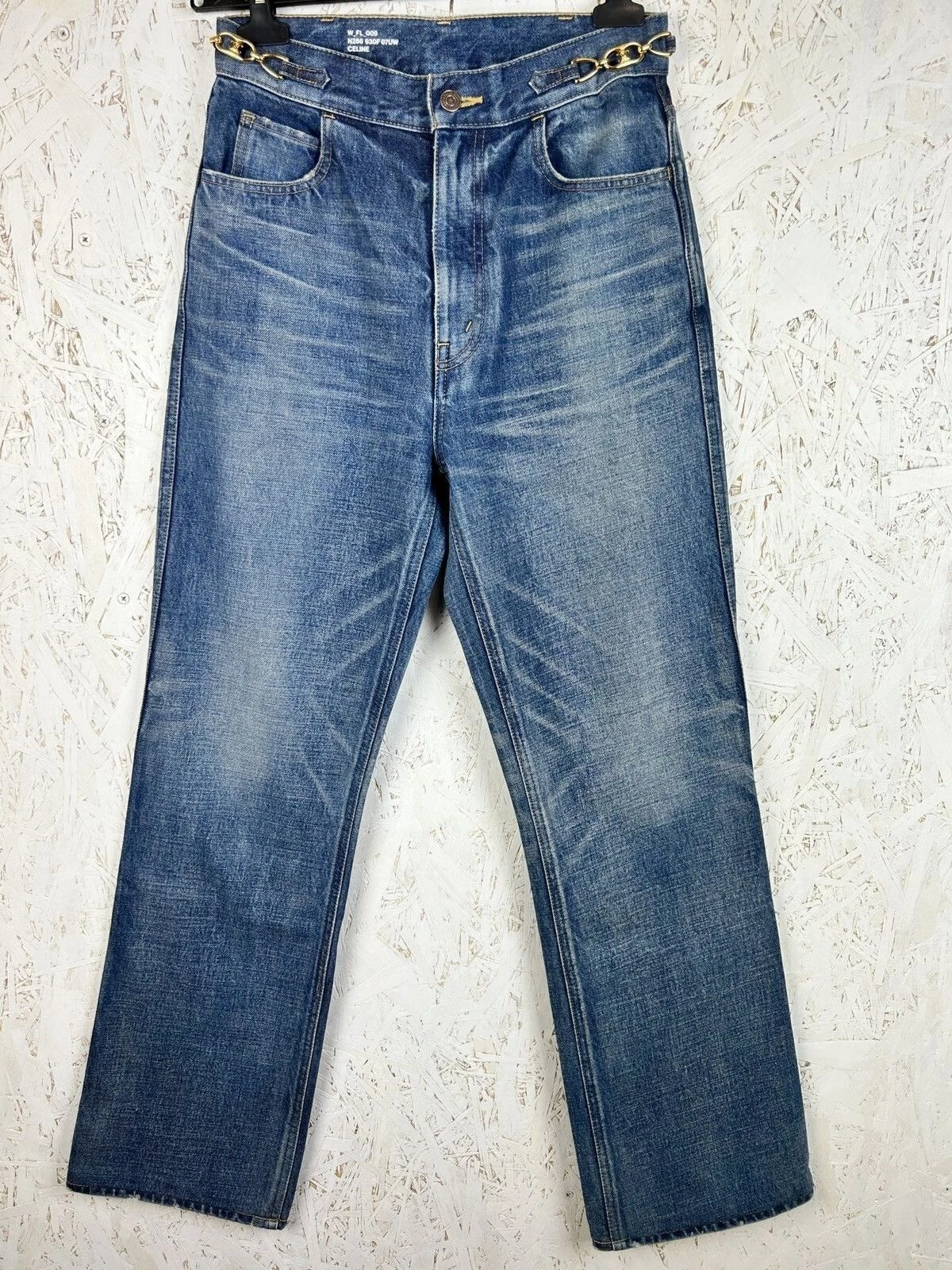 Celine — Celine Triomphe Signature Cut Off Washed Flare Jeans Size 28
