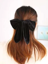 Scunci Everyday Scrunchie Soft Velvet Black Bow Tie New