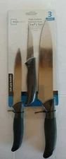 High-Carbon Stainless Steel Chef Knife Set (3) Piece Soft Grip Handles Mainstays
