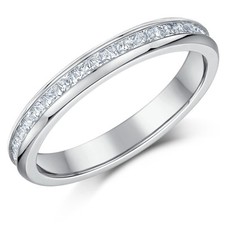 3mm Titanium Full Eternity Ring Princess Cut CZ Engagement Wedding Ring