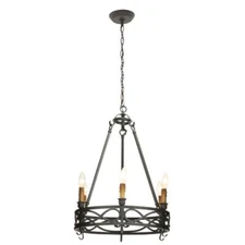New World Imports Chaumont Collection 6-Light Textured Rust Dimmable Chandelier