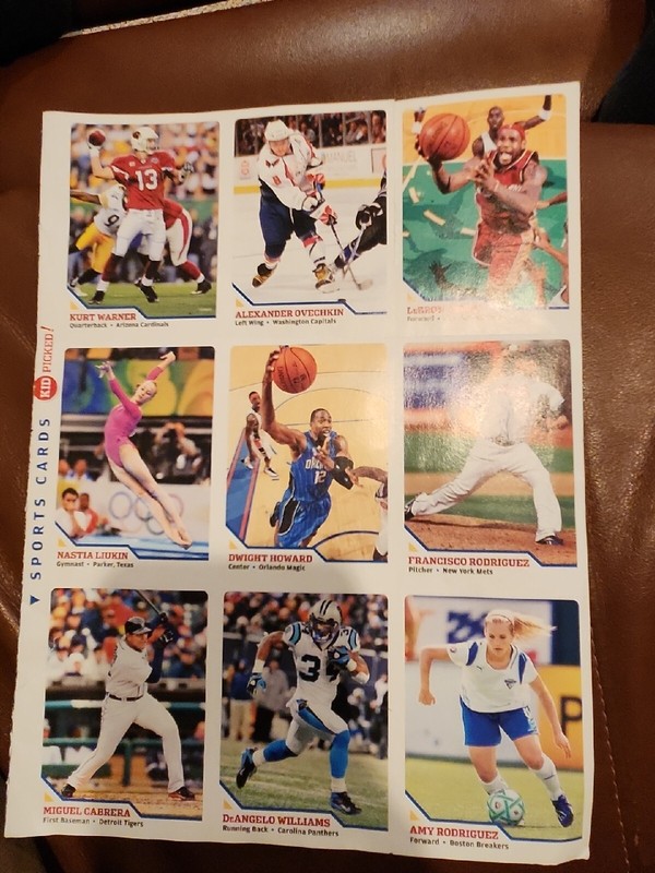 2013 Sports Illustrated for Kids 9-Card Sheet Lebron James Kurt Warner Ovechkin