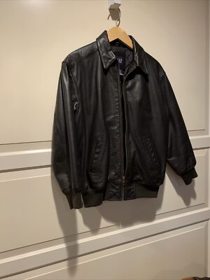 【OLD GAP】90s Leather Car Coat GAP 90s Leather Car Coat S Black Single Leather Vintage Used