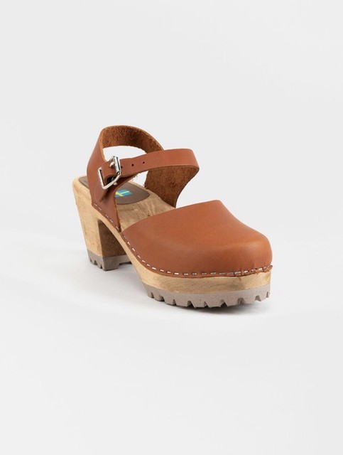 womens leather and wood clogs