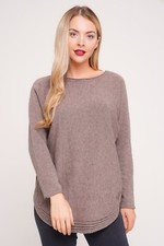 New Italian Lagenlook Knitted Scoop Neck Wool & Angora MIx Curved Hem Jumper