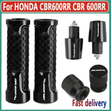 Black For HONDA CBR600RR 7/8" 22MM Handlebar Grips Handle Bar End Cap Tire Valve