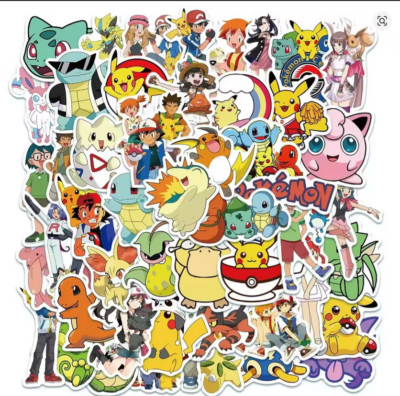 Pokemon Stickers 50 Pack Set Trainer 151 Large 2 inch Pikachu Ash Psyduck Gengar