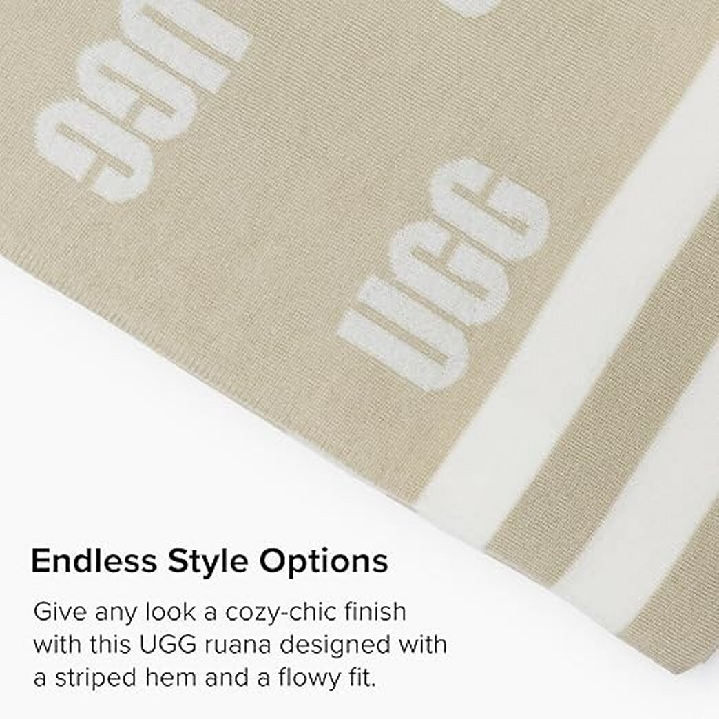 UGG GRAPHIC LOGO RUANA DRAPE PONCHO ONE SIZE SAND MULTI WOOL KNIT BLEND image 8