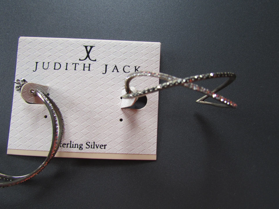 Pendientes Judith Jack de plata de ley ligeros 2 piedras faltantes nuevos con etiquetas $148 Foto 4 de 4