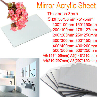 A3 & A4 Acrylic Silver Mirror Sheet Plastic Perspex Safety Panels