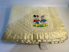 Vintage Walt Disney Productions Fabric Quilt Blanket 52" x 36" Mickey Mouse