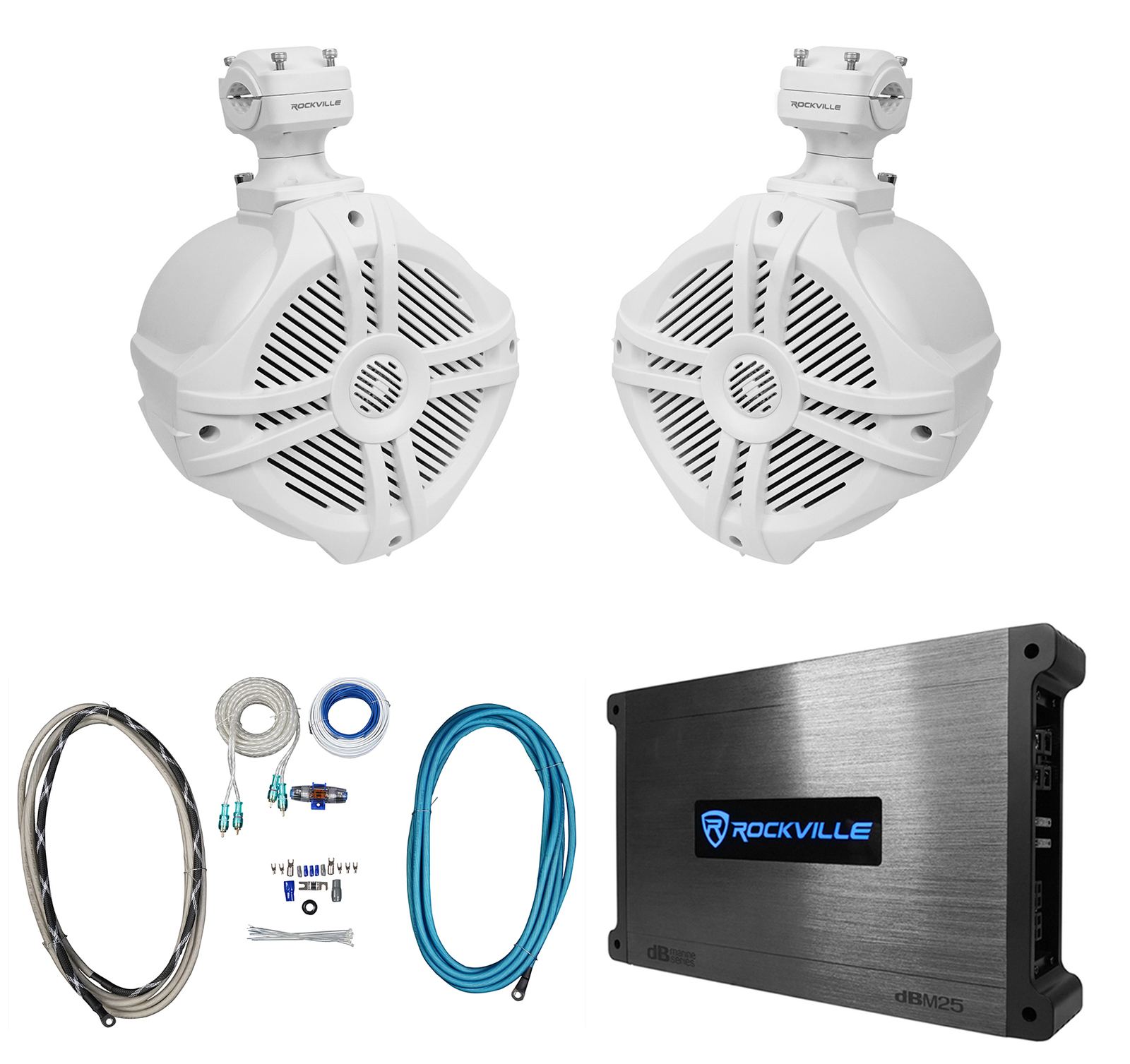 2 Колонки Rockville RWB70W 65 White мощностью 250 Вт для морского вейкборда усилитель 43090₽