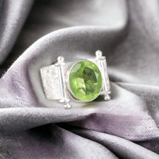 Peridot Gemstone ring Stacking Ring, 925 Sterling Silver Ring, Gift For her.