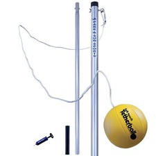 Permanent Outdoor Tetherball Set with Accessories Yellow  Silver 10.25 Feet