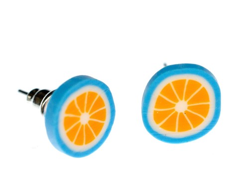 Naranja Azul Pendientes Miniblings Enchufe Fruta Exóticas Fruta Disco Plástico - Imagen 2 de 5
