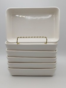 🔥 6 Pfaltzgraff ALASKA AIRLINES 1st Class White Snack Tray Serving Dish FS-807A