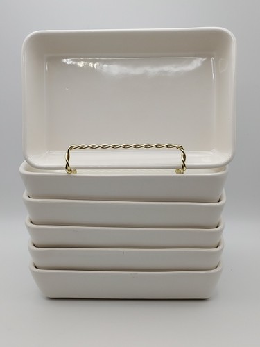 🔥 6 Pfaltzgraff ALASKA AIRLINES 1st Class White Snack Tray Serving Dish FS-807A