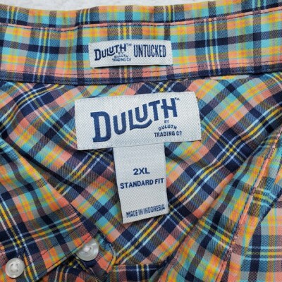 Duluth Trading Mens Untucked Soft Skills Short Sleeve Shirt 2XL Colorful 60492