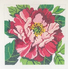 PINK PEONY Flower Series Blossom on 12 Mesh handpainted Needlepoint Canvas LEE
