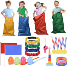 Sports Day Kit, 36 Pieces Outdoor Games Set, Sack Race, Egg and Spoo