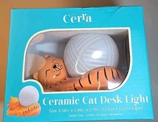 Cerra Ceramic Cat LED Desk Lamp Unique Home Office Decor Modern Lighting - New