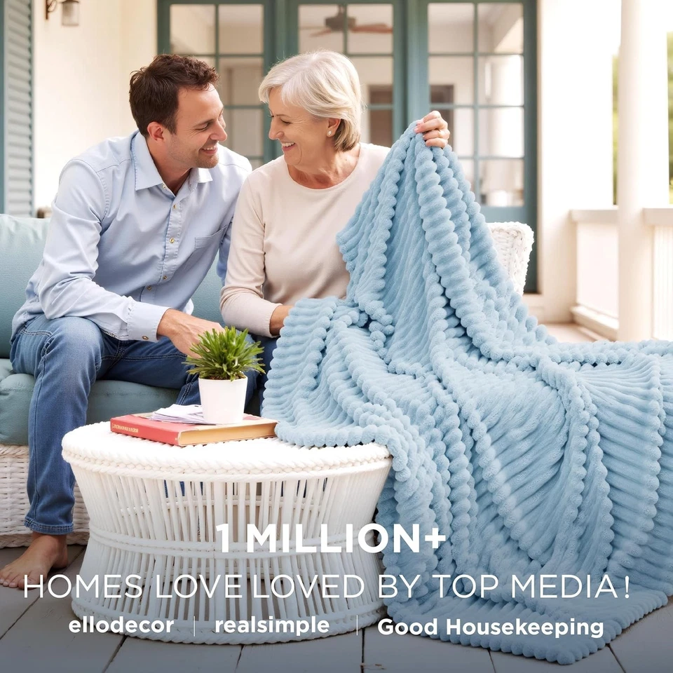 Manta polar azul suave moderna Bedsure 50 X 60 suave ligera transpirable Foto 4 de 4