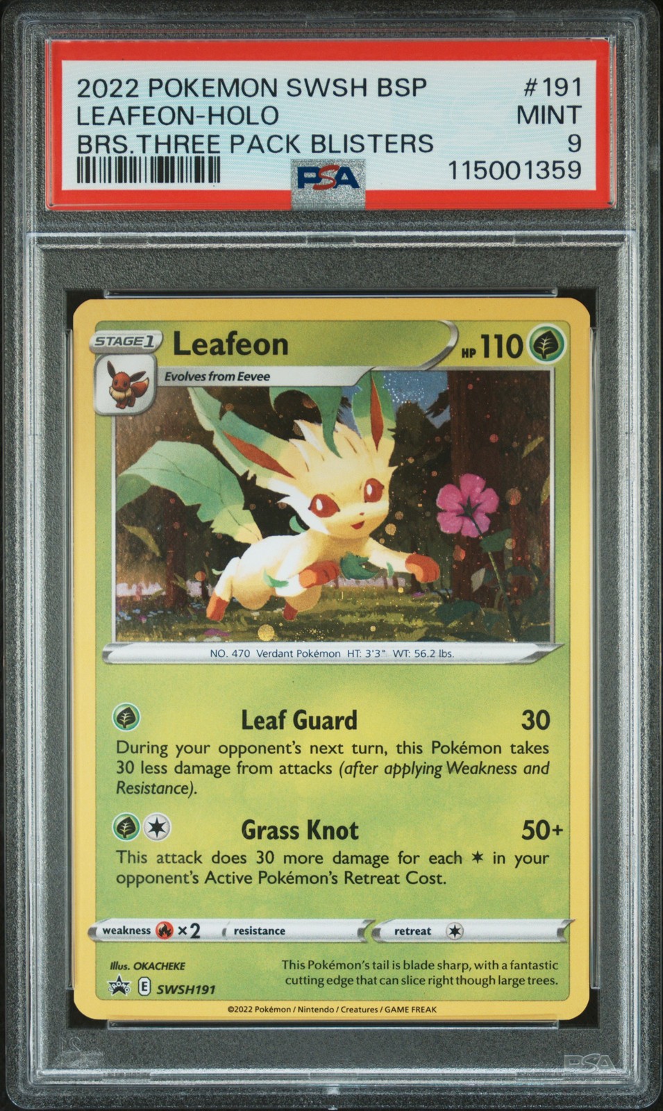 2022 POKEMON SWSH BLACK STAR PROMO #191 LEAFEON-HOLO PSA 9