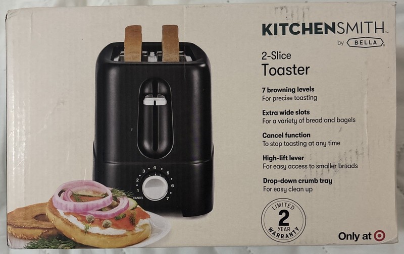 Kitchen Smith by Bella 2 Slice Toaster 7 Settings/Shades BLACK from Target