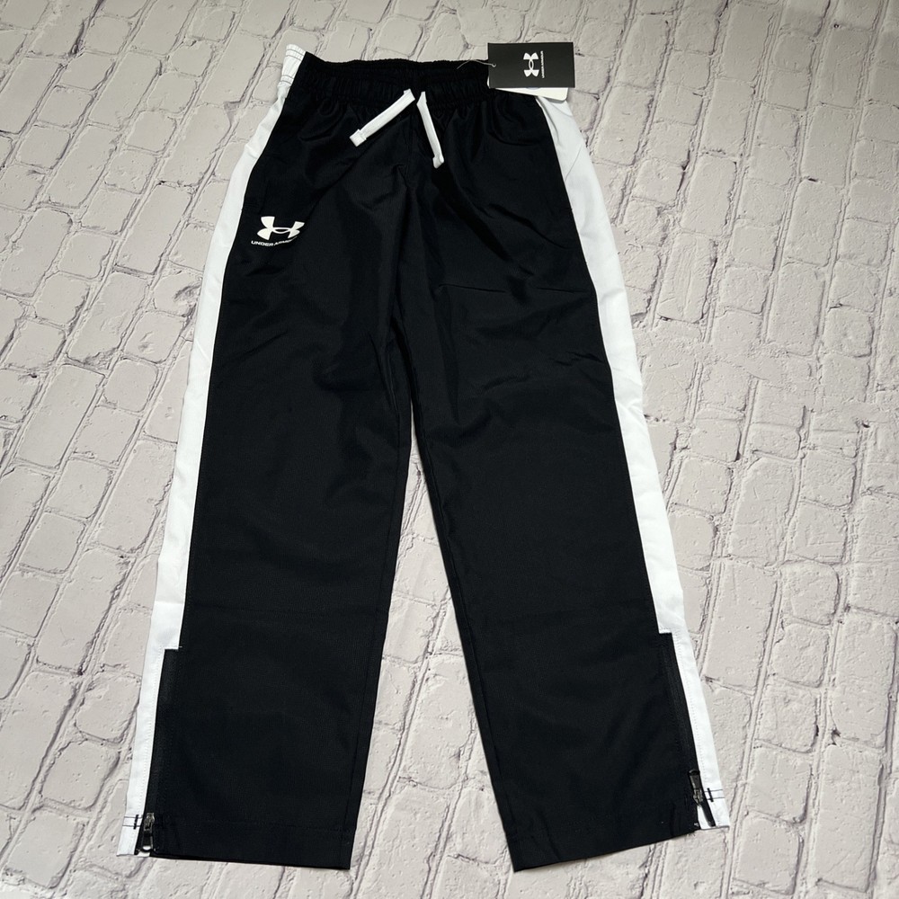 Under Armour Youth Small Nylon Track Pants Black White NWT