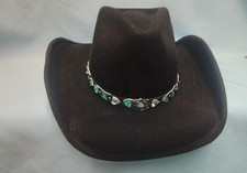 Bullhide Hats Fortune Black Wool Western Hat Cowboy Turquoise Beaded Band Large