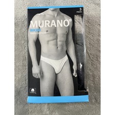 Murano Bikini Briefs 3 Pack Mens Medium 32-34 100 Cotton Grey Black Tagless
