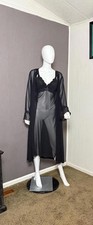 1980's Sheer Black Peignoir  Nightgown Set from Lucie Ann size L