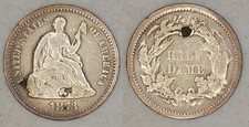 1873 Seated Liberty Half Dime holed & filled