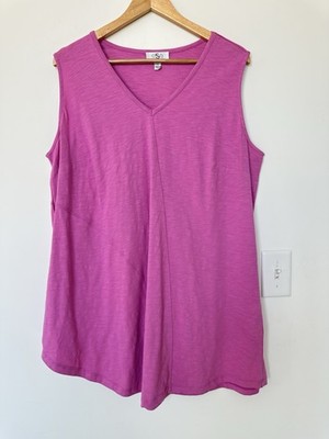OSO Casuals Womens 1X Pink Sleeveless Tunic Tank Top Shirt