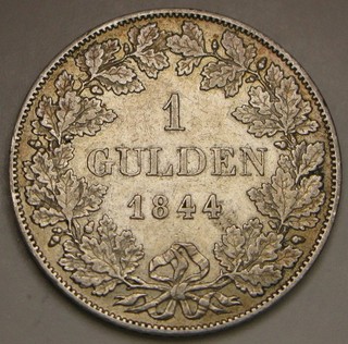 BAVIERA (Reino Alemán) 1 florín 1844 plata 0 9 Luis I. XF 1938