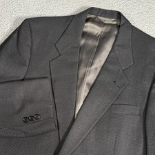 Vintage Christian Dior Sport Coat Mens 42L Gray Wool Plaid Tweed Made In USA