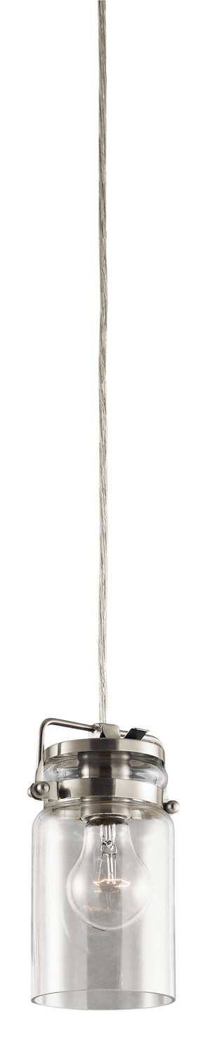 Kichler 42878NI Brinley 1-Light Mini Pendant in Brushed Nickel