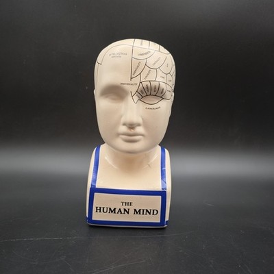THE HUMAN MIND Bust Ceramic Brain Coin Slot Bank Statue 7.5'' Tall